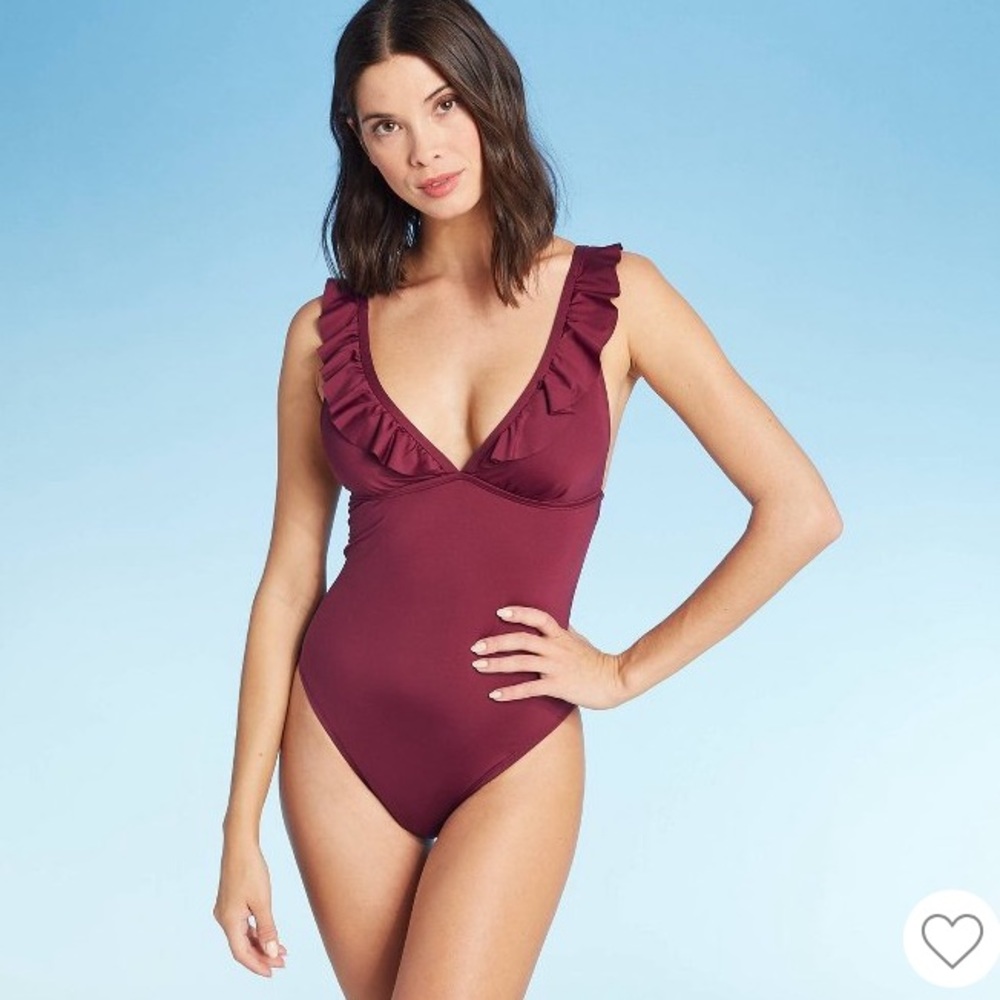 NWT Shade & Shore Plum One Piece Bathing Suit M